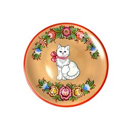 Plate Gorodetskaya painting "the cat"