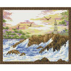 ВанГогВоМне / VanGogVoMne / Diamond mosaic "Seagulls over the water" 40x50 cm