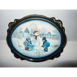 Сувениры из Н.Тагила / Souvenirs from N. Tagil / Tray "Subject painting. Children", 30x25 cm