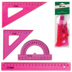 Set the drawing medium STAMM "Crystal Neon" (ruler 20 cm, 2 triangles, protractor), assorted, neon