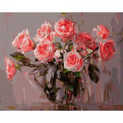 Опт-картина / Painting by numbers 40x50 Vase with roses