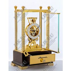 Mantel clock with open mechanism
