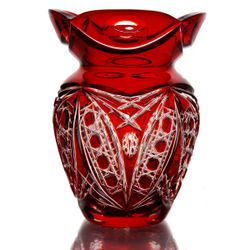 Гусевской Хрустальный завод / Crystal vase for flowers "Poppies" red