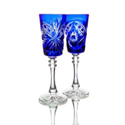 Гусевской Хрустальный завод / Set of crystal glasses "Imperial" drawing "Swallowtail" blue 6 pieces