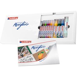 EDDING / Edding / Set of acrylic markers, 2 pieces 1-2 mm, 6 pieces 2-3 mm, 3 pieces 5-10 mm, 1 double-sided 12 colors
