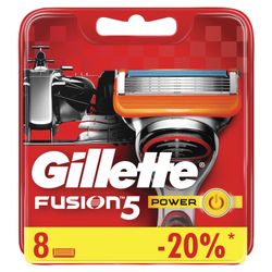 Replacement shaving cassettes 8 pcs. GILLETTE "Fusion Power", for men