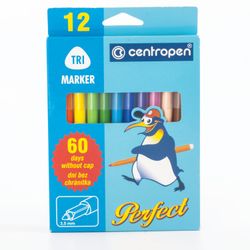 Markers CENTROPEN "Perfect", 12 colors, line width of 2-3 mm, washable, non-drying
