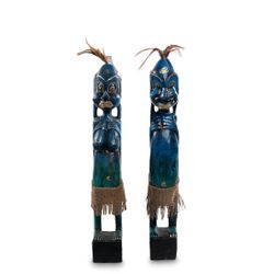 Decor and Gift / Wooden figurine "Asmat blue" 50 cm