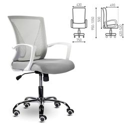 Armchair BRABIX "Wings MG-306", plastic white, chrome, mesh, gray