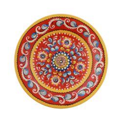 Беломорские узоры / Plate wooden "Shenkurskiy red painted" 16 cm