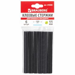 Glue sticks, diameter 11 mm, length 100 mm, black, set of 6 pieces, BRAUBERG, euro hanger