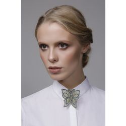 Lace brooch Butterfly gold black