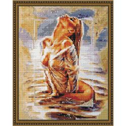 Опт-картина / Mosaico de diamantes 40x50, pedrería redonda Chica en el agua