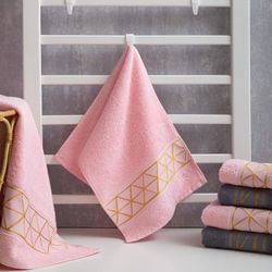 Этель / Ethel / Terry towel "Rhombus" pink 30x70 cm, 100% chl, 370g / m2