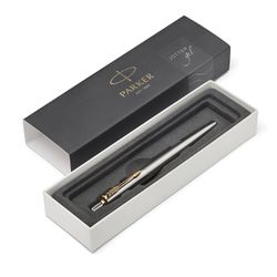 Pen gel pen PARKER "Jotter Stainless Steel GT", body silver-plated details, black