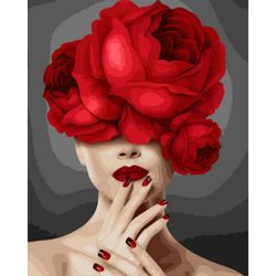 Опт-картина / Peinture par numéros 40x50 Fille et roses rouges