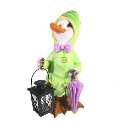 Ремеко / Decorative figure "Duckling in a raincoat with a lantern" L19W19H40