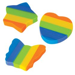 The eraser notched PYTHAGORAS "rainbow", 30x30x6 mm, color assorted, thermoplastic rubber