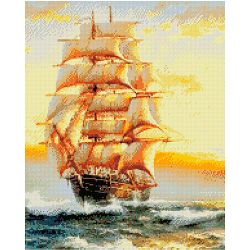 Опт-картина / mosaico de diamantes, 40x50, diamantes de imitación cuadrados Velero al amanecer