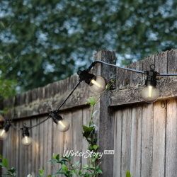 Kaemingk / Guirlande Ampoules Fumée, 20 lumières, LED blanc chaud, 9,5 m, PVC noir, connectable, IP44
