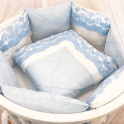 Dreams Store / Set of sides for round crib "Blue lace"