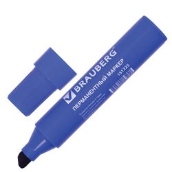 永久记号笔 BRAUBERG“JUMBO”，蓝色，字母宽线，斜头，3-10 毫米
