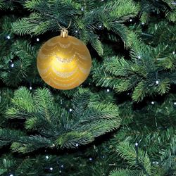 ЗОЛОТАЯ СКАЗКА / Christmas tree balls SET 6 pcs., Plastic, 8 cm, with a golden pattern, golden color