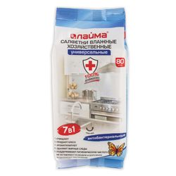ЛАЙМА / Wet household wipes "UNIVERSAL" 7 in 1 ", antibacterial, 80 pcs.