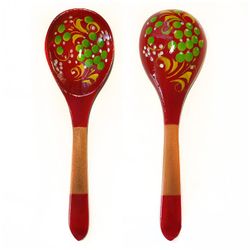 Хохлома Оптом / Wooden salad spoon "Krasnushka" 10 pieces