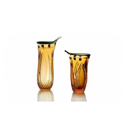 Гусевской Хрустальный завод / Crystal vase for flowers "Sparrow" small amber