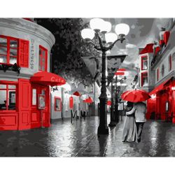 ВанГогВоМне / VanGogVoMne / Paint by number "Walk under a red umbrella" 40x50 cm