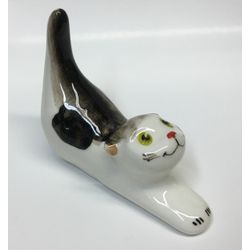 Porcelain figurine "Cat black-white"