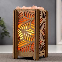 Сималенд / Salt lamp with dimmer "Basket" pattern leaves