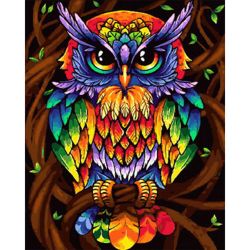 Опт-картина / Malen nach Zahlen 40x50 Bunte Eule
