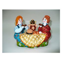 Ковровская глиняная игрушка / Figurine "Genre Compositions. Gossip", winter-summer