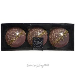 Kaemingk / Set Glaskugeln Luneville 8 cm rosa, 3 Stück