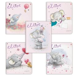 Альт / Cuaderno A5, 48 l., Soporte, jaula, lámina, barniz híbrido, "JOYFUL ELEPHANT" / 10 uds.