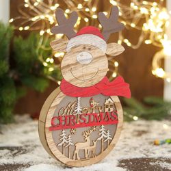 Зимнее волшебство / Decoration New Year's light "Deer in a scarf and a wish"