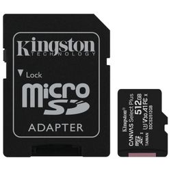 KINGSTON / microSDXC Memory Card 512 GB Canvas Select Plus UHS-I U3,100 Mb / s (class 10) Adapter