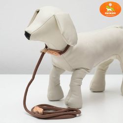 Пижон / Dude / Slip leash 145 cm x 6 mm, polyester and genuine leather, brown
