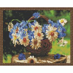 ВанГогВоМне / VanGogVoMne / Diamond mosaic "Daisies and cornflowers" 40x50 cm
