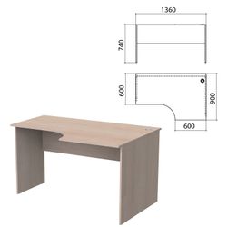 Table written ergonomic "Budget" 1360s900s740 mm, right, hickory jackson