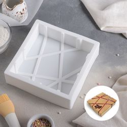 Доляна / Doliana / Form for mousse desserts and pastries "Got in the net", 19 × 5 cm, white