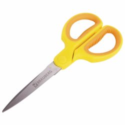 Scissors BRAUBERG "Extra" 155 mm, classic shape, ribbed rubber inserts, orange-yellow
