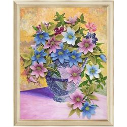 A set of creative mosaic of sequins on canvas "Clematis" 30x40 cm