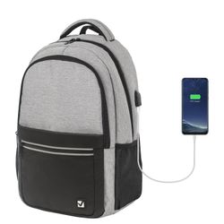 Mochila BRAUBERG URBAN universal, com compartimento para laptop, porta USB, Detroit, cinza, 46x30x16 cm, 229894