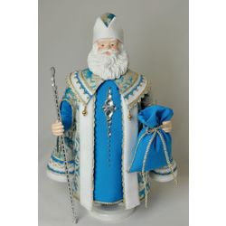 Академия кукол / Doll Academy / Doll "Santa Claus in blue" on a porcelain plaque