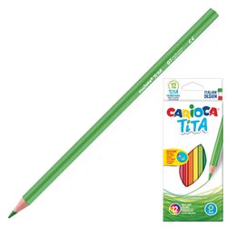 彩色铅笔 CARIOCA “Tita”，12 种颜色，塑料，3 毫米铅芯，六角形，欧式悬挂