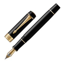 Fountain pen PARKER "Duofold Centennial Black GT Classic" case, black-plated details, black