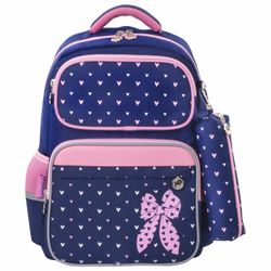 ЮНЛАНДИЯ / Backpack UNLANDIA COMPLETE, with pencil case included, ergo-back, "Pink bow", 42x29x14 cm, 229972